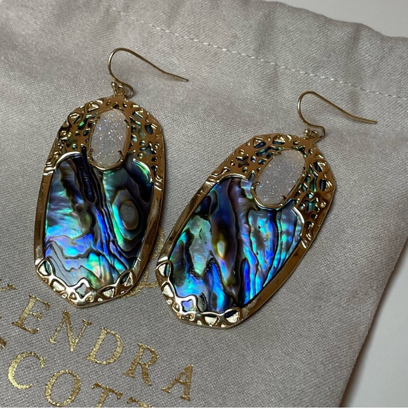 *SOLD* Kendra Scott Deva Earrings Abalone Iridescent Drusy - Picture 5 of 8
